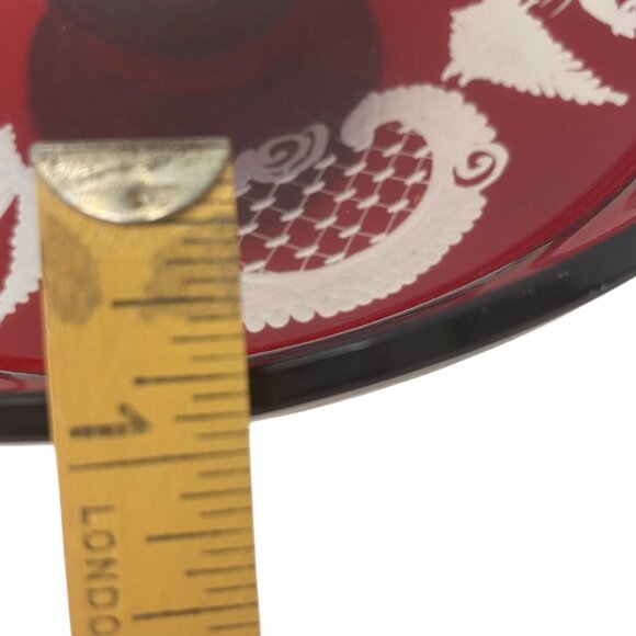 Egerman Czech Bohemian Ruby Red Glass Pedestal Fruit Bowl Magic Potion Christmas - Picture 12 of 16